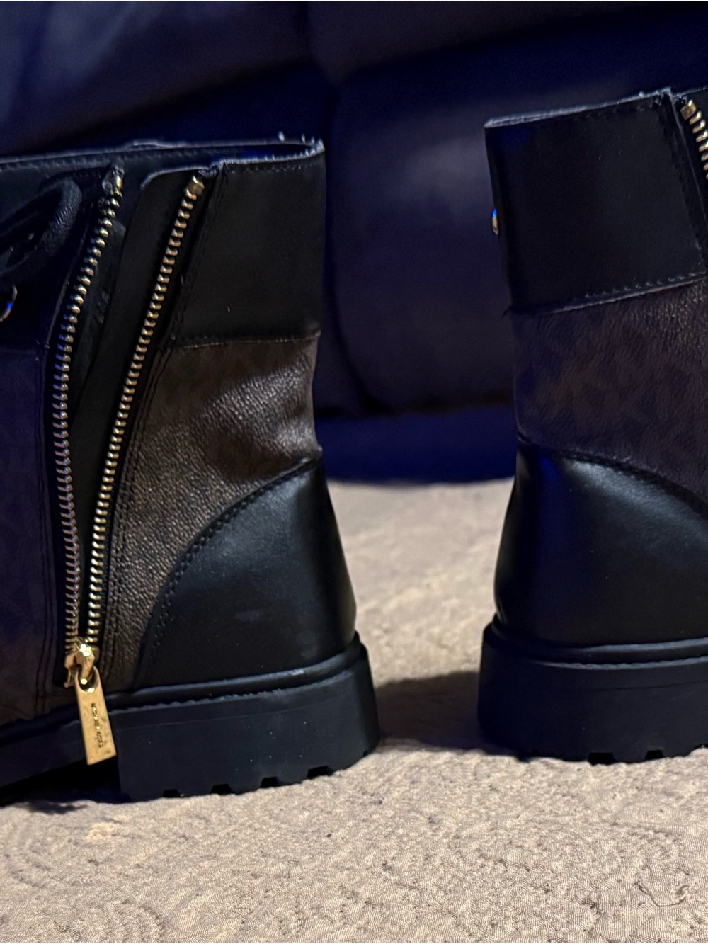 Michael Kors Alistair Signature Logo Combat Boots - Women's Size 9